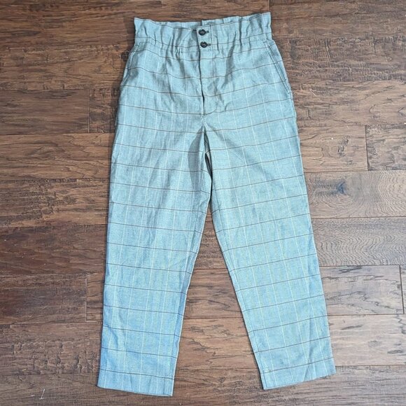 Madewell Glen Plaid Paperbag Tapered Pants sz 6 NEW - Picture 5 of 12